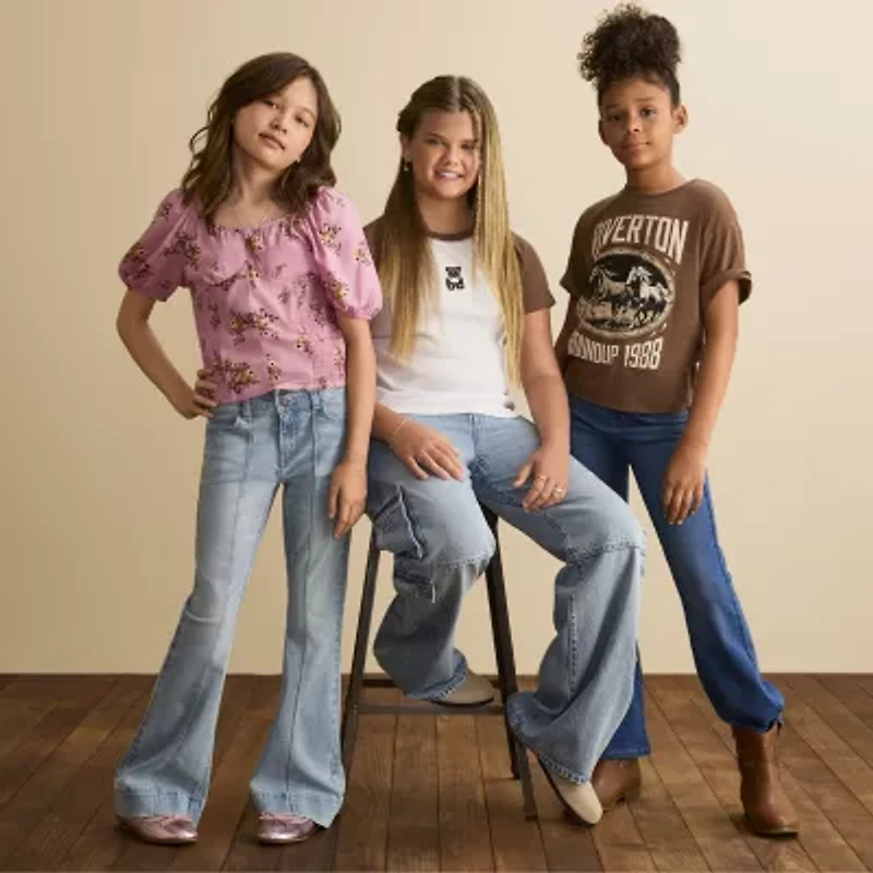 Thereabouts Little & Big Kid Girls U Neck Short Sleeve Blouse