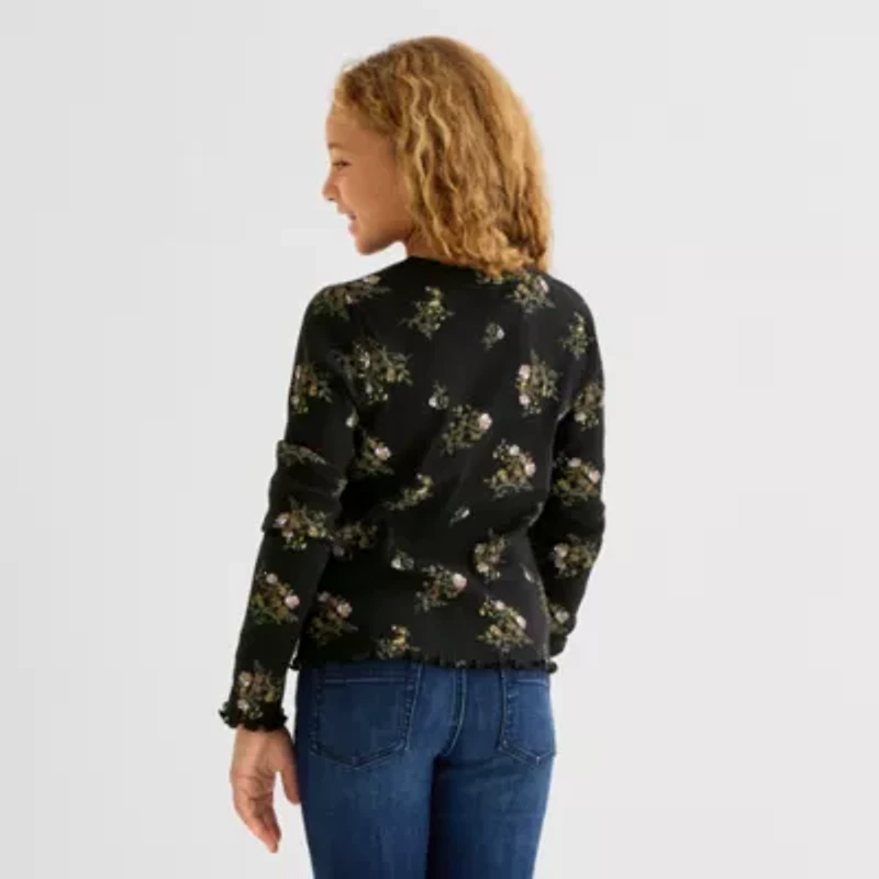 Thereabouts Little & Big Kid Girls Round Neck Long Sleeve T-Shirt