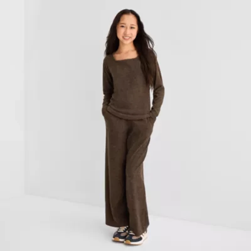 Thereabouts Little & Big Kid Girls Square Neck Long Sleeve T-Shirt