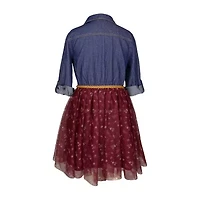 Lilt Little & Big Kid Girls Long Sleeve Midi Floral Shirt Dress