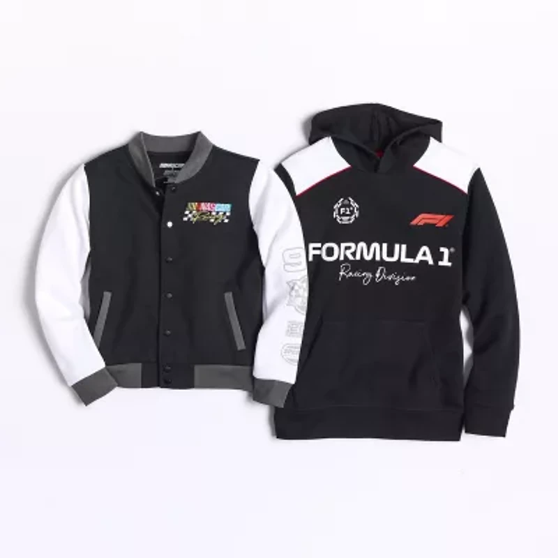 Nascar Little & Big Kid Boys Fleece Lightweight Varsity Jacket