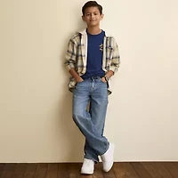 Thereabouts Little & Big Kid Boys Hooded Long Sleeve Cuffed Regular Fit Button-Down Shirt