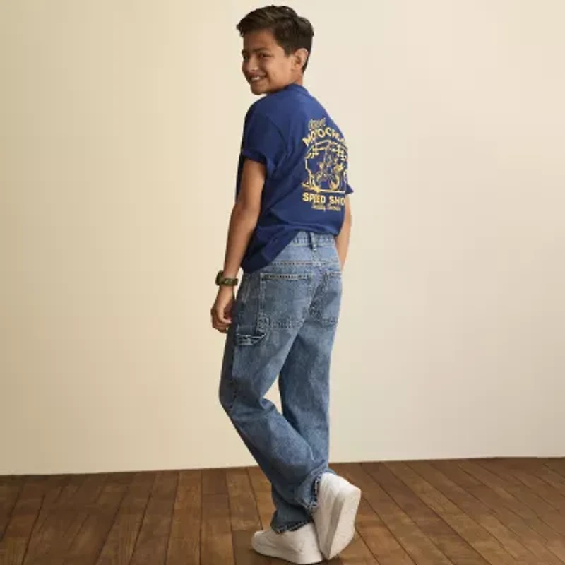 Thereabouts Little & Big Kid Boys Crew Neck Short Sleeve Oversized Graphic T-Shirt