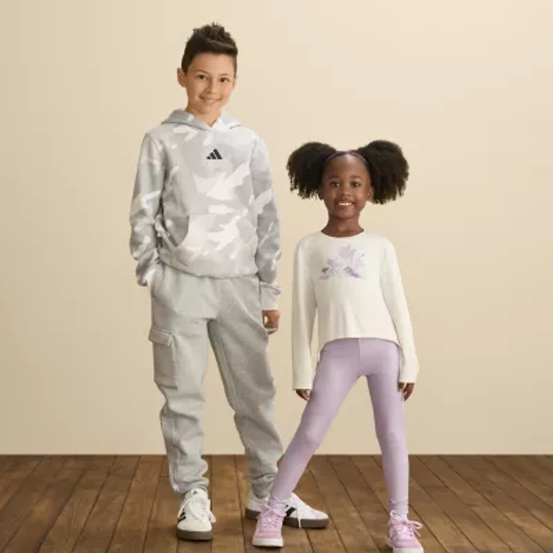 adidas Big Kid Boys Drawstring Waist Cuffed Mid Rise Regular Fit Fleece Jogger Pant