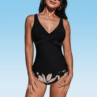 CUPSHE Womens Leaf 2-pc. Tankini Set