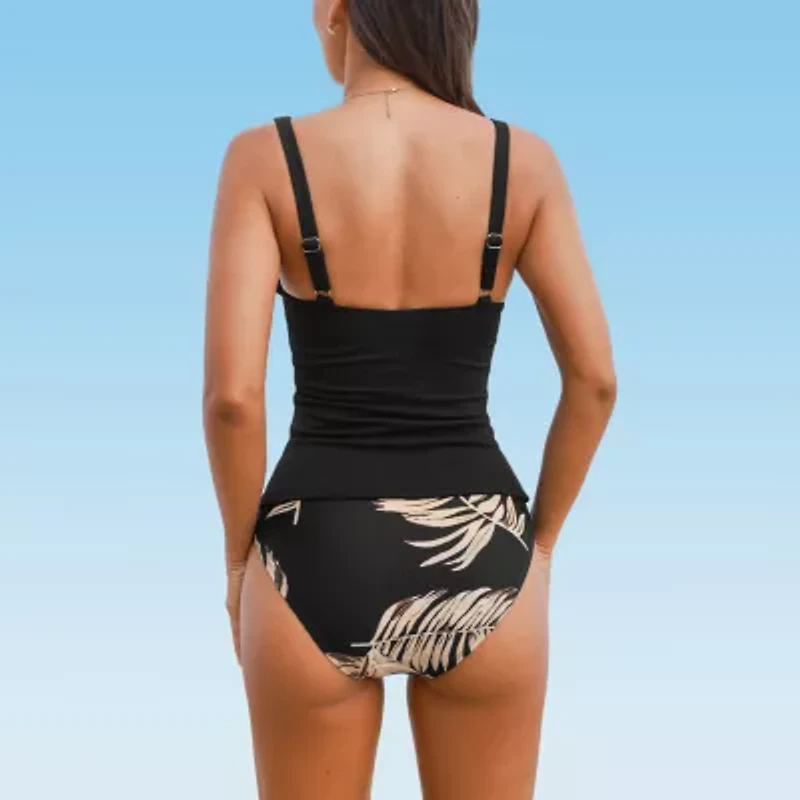 CUPSHE Swim Wear Womens Leaf 2-pc. Tankini Set