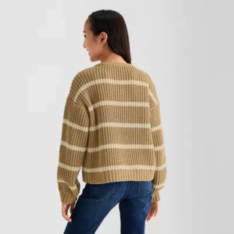 Thereabouts Little & Big Kid Girls V Neck Long Sleeve Pullover Sweater