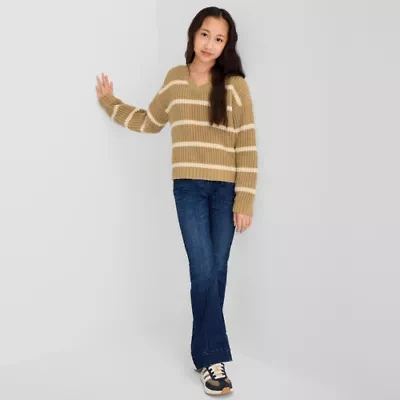 Thereabouts Little & Big Kid Girls V Neck Long Sleeve Pullover Sweater
