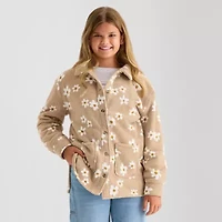 Thereabouts Little & Big Kid Girls Faux Fur Lightweight Shirt Jacket