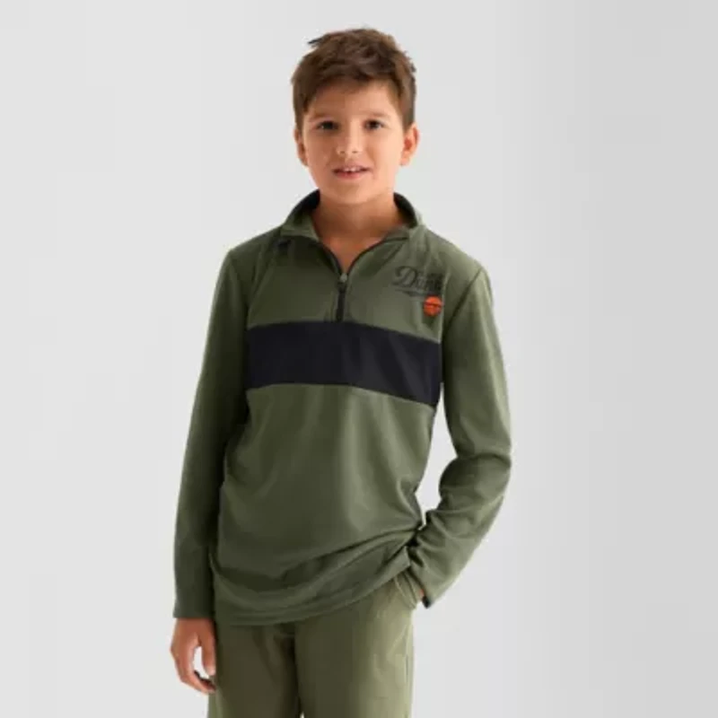 Xersion Little & Big Kid Boys Mock Neck Long Sleeve Moisture Wicking Active T-Shirt