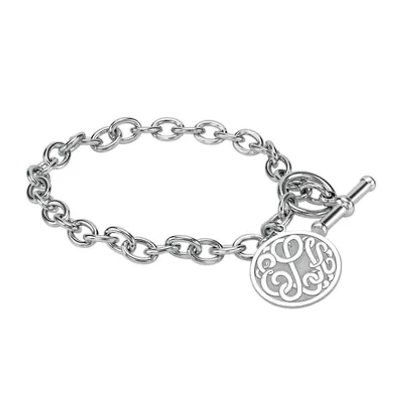 Personalized Sterling Silver 20mm Monogram Charm Bracelet