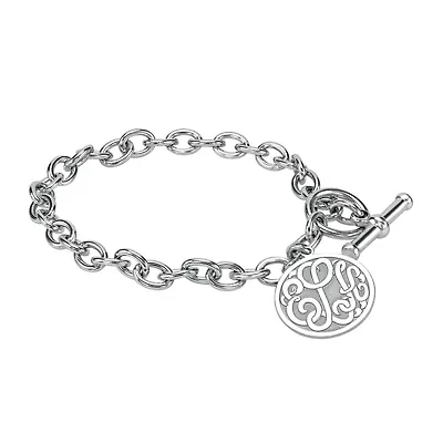 Personalized Sterling Silver 20mm Monogram Charm Bracelet