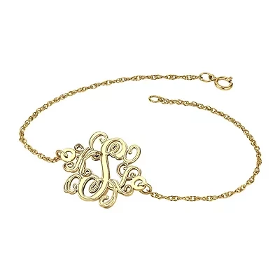 Personalized 14K Gold Over Sterling Silver 20mm Monogram Bracelet