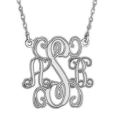 Personalized Sterling Silver 40mm Monogram Necklace