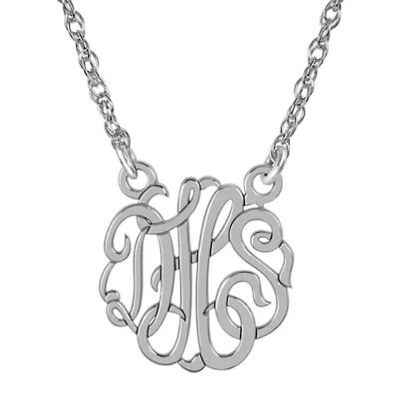 Personalized Sterling Silver 15mm Monogram Necklace