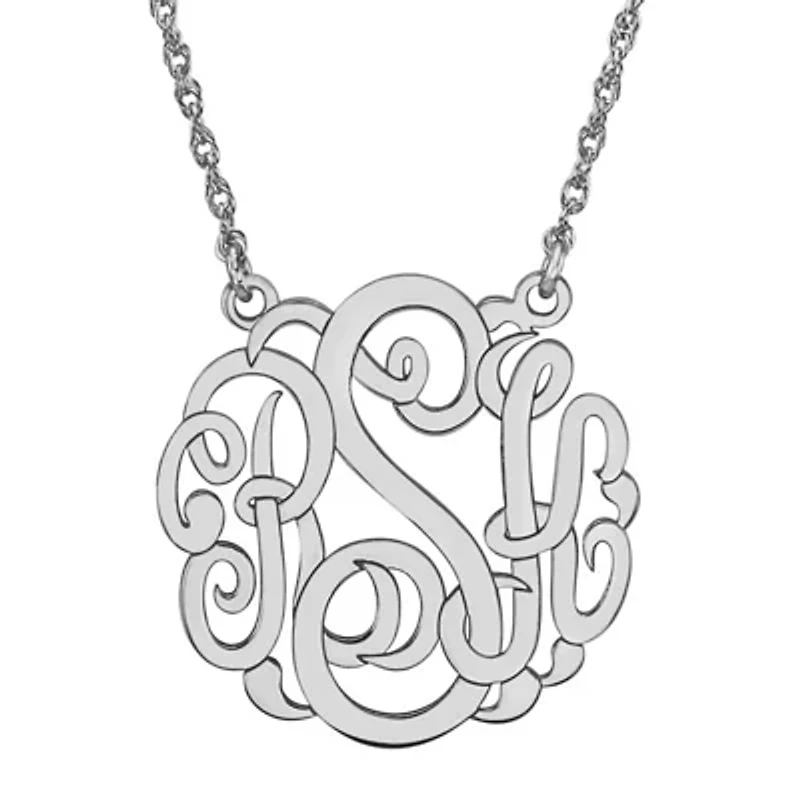 Personalized Sterling Silver 25mm Monogram Necklace