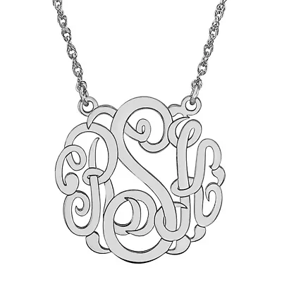 Personalized Sterling Silver 25mm Monogram Necklace