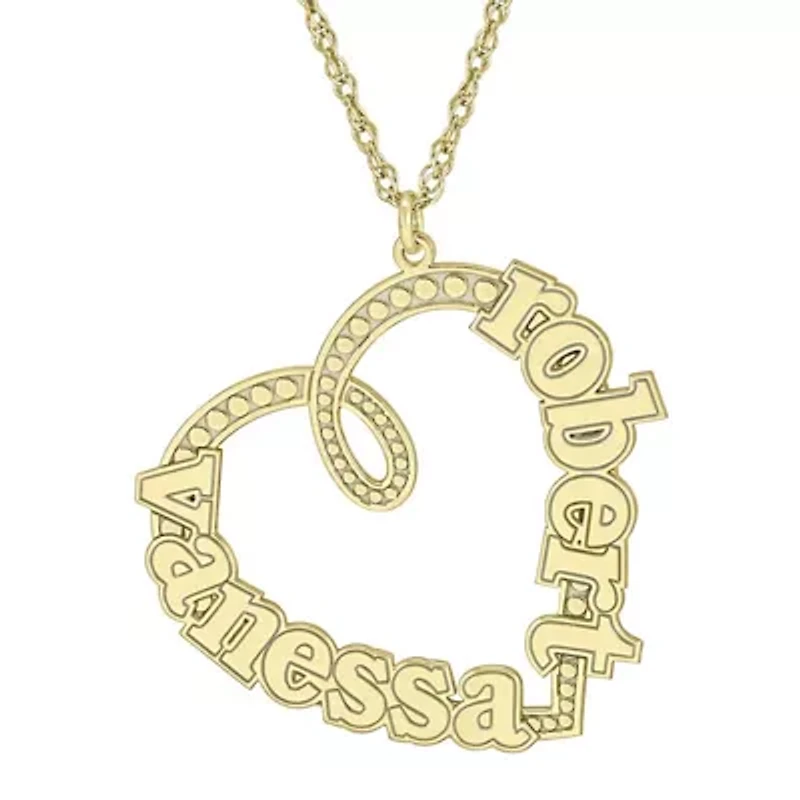 Personalized Sterling Silver Couple's Name Heart Pendant Necklace
