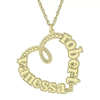 Personalized Sterling Silver Couple's Name Heart Pendant Necklace