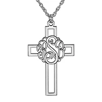 Personalized 14K Gold Over Silver 20mm Monogram Cross Pendant Necklace