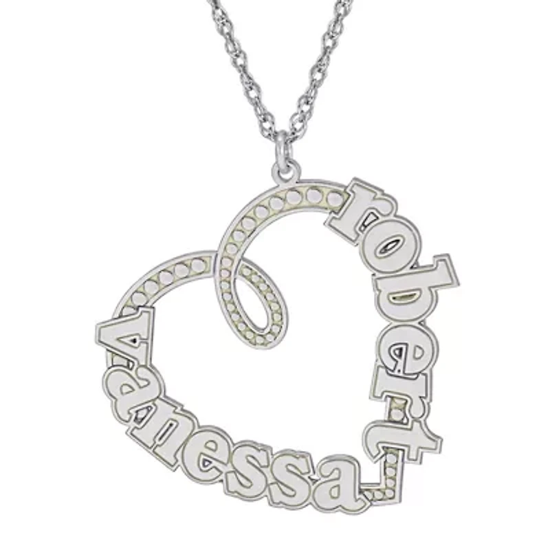 Personalized Sterling Silver Couple's Name Heart Pendant Necklace