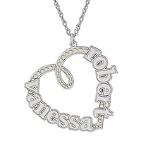 Personalized Sterling Silver Couple's Name Heart Pendant Necklace