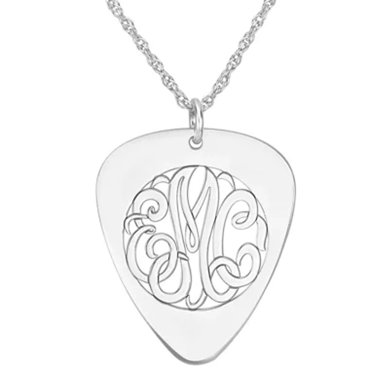 Personalized 14K Gold Over Sterling Silver Monogram Guitar Pick Pendant Necklace