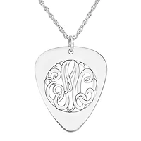 Personalized 14K Gold Over Sterling Silver Monogram Guitar Pick Pendant Necklace