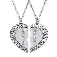 Personalized 14K Gold Over Silver Couple's Name Heart Pendant Necklaces