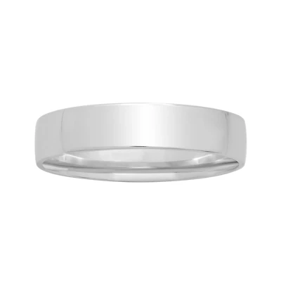 Mens Comfort Fit 5mm 10K White Gold Wedding Band