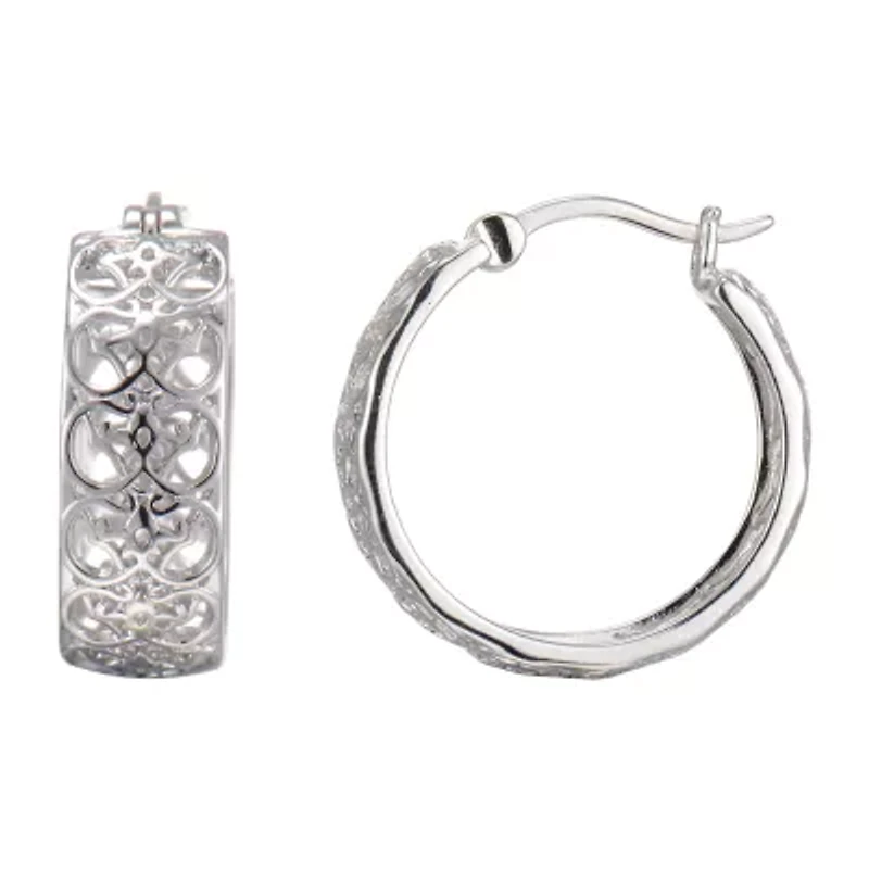 Womens Sterling Silver 23mm Hoop Earrings