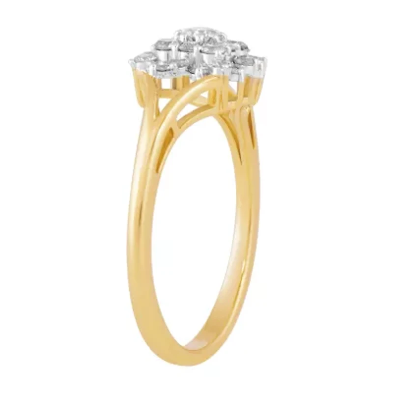 Womens 1/2 CT. T.W. Natural White Diamond 10K Gold Cluster Cocktail Ring