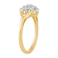 Womens 1/2 CT. T.W. Natural White Diamond 10K Gold Cluster Cocktail Ring
