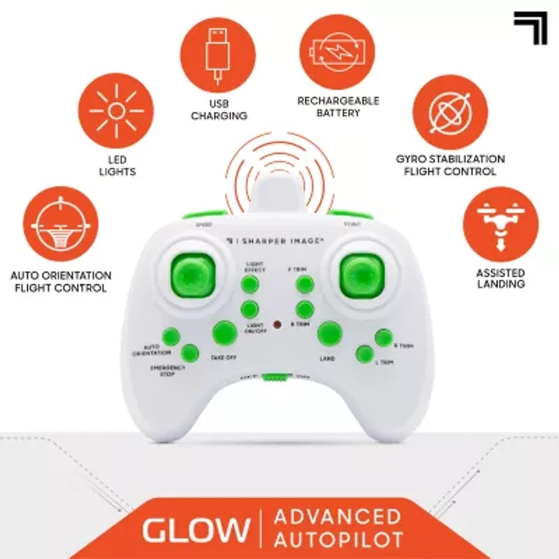 Sharper Image 2.4GHz RC Glow Up Stunt Drone with LED Lights