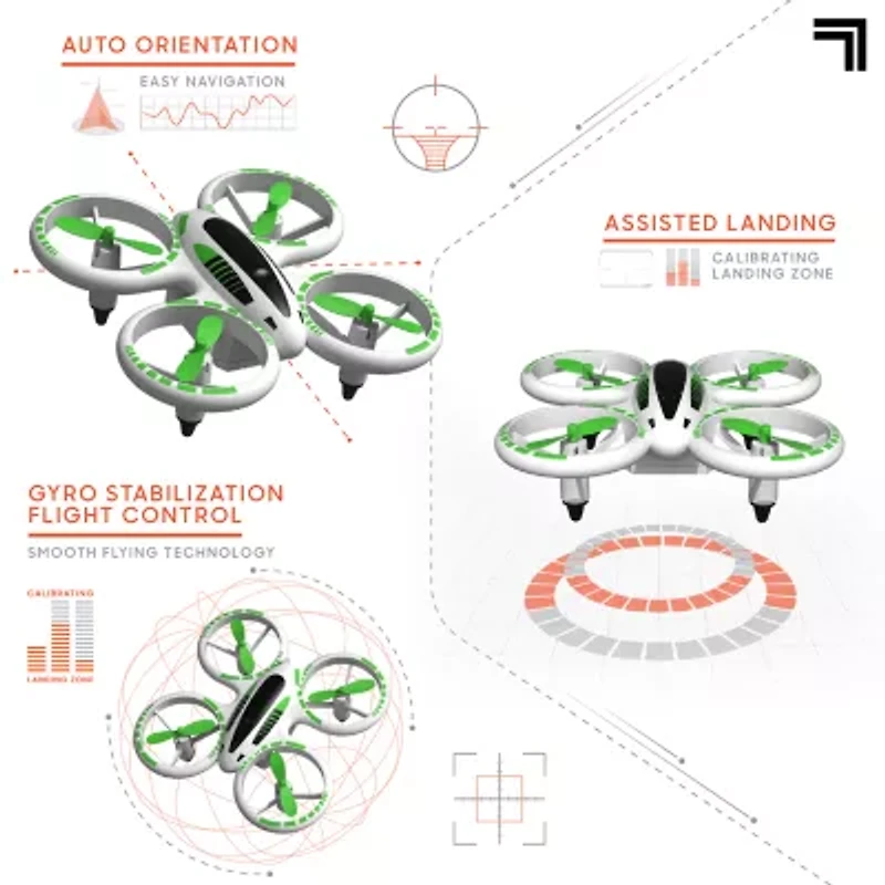 Sharper Image 2.4GHz RC Glow Up Stunt Drone with LED Lights