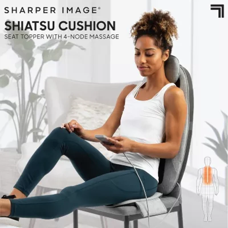 Sharper Image Shiatsu Cushion Seat Topper with 4-Node Massage