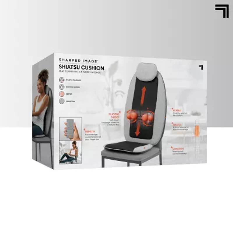 Sharper Image Shiatsu Cushion Seat Topper with 4-Node Massage