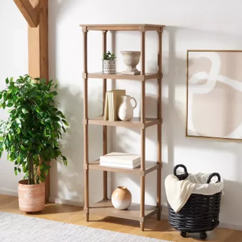 Odessa Storage Wood 4-Shelf Etagere Bookshelf