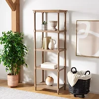 Odessa Storage Wood 4-Shelf Etagere Bookshelf