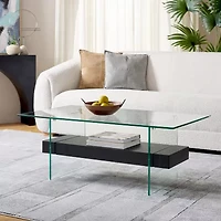 Kayley Storage Glass Coffee Table