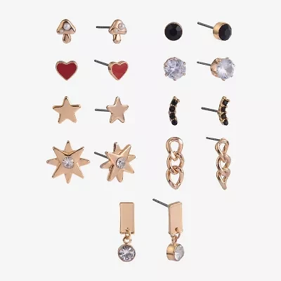 Arizona Gold Tone Womens Heart Star 9 Pair Earring Set