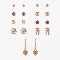 Arizona Gold Tone Womens Flower 9 Pair Earring Set