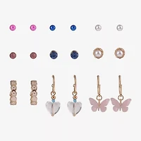 Arizona Gold Tone Womens Butterfly 9 Pair Earring Set