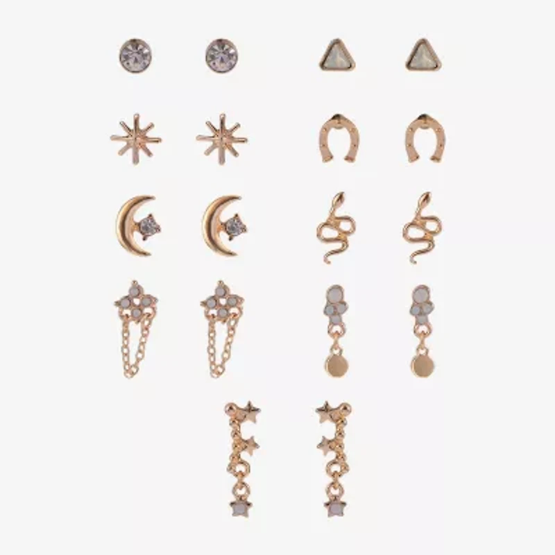 Arizona Gold Tone Womens Moon 9 Pair Earring Set