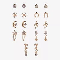 Arizona Gold Tone Womens Moon 9 Pair Earring Set