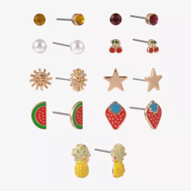 Arizona Fruit Womens Star 9 Pair Earring Set