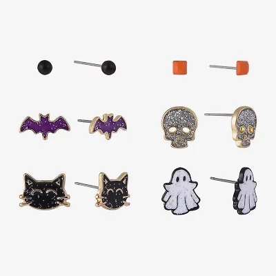 Arizona Halloween Gold Tone Womens 6 Pair Earring Set