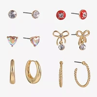 Arizona Gold Tone Womens Bow 6 Pair Earring Set