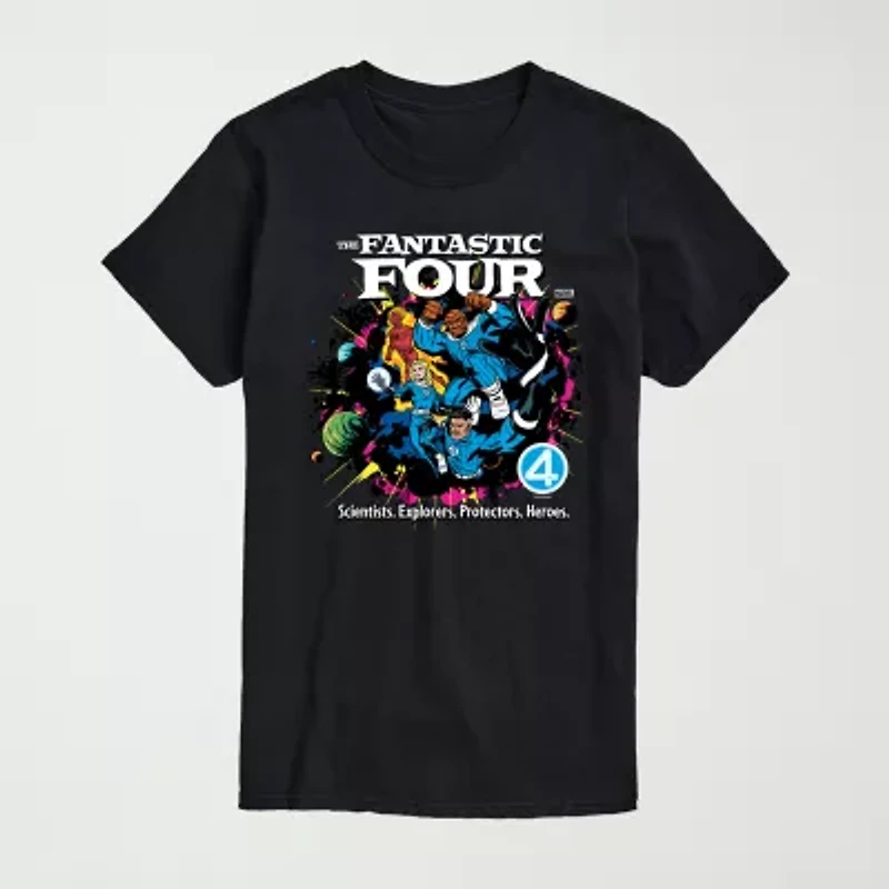 Mens Crew Neck Short Sleeve Regular Fit Marvel Graphic T-Shirt