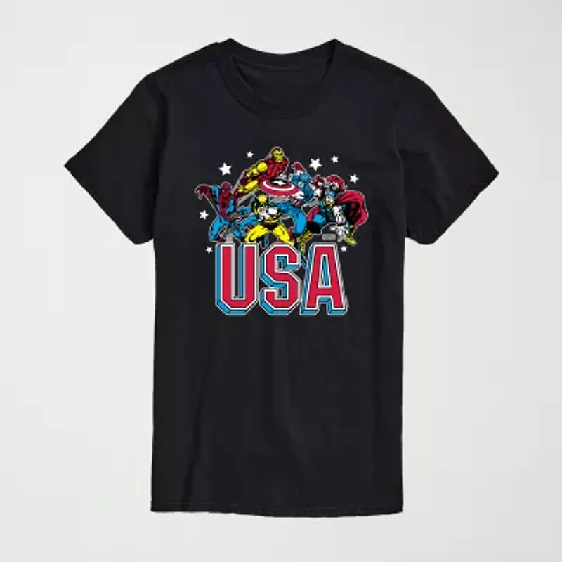 Mens Crew Neck Short Sleeve Regular Fit Marvel Big and Tall Graphic T-Shirt